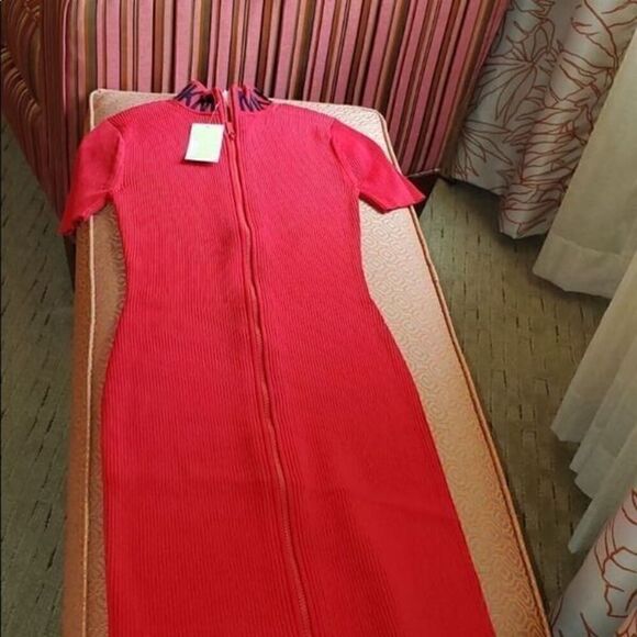 Michael Kors Logo Ribbed Mock MK neck zip size M - Picture 2 of 7